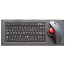 INT-CTR-K18-R01(AY) Промышленная клавиатура из нержавеющей стали, гальваническое покрытие из черного титана/клавиши силикон, с трекболом